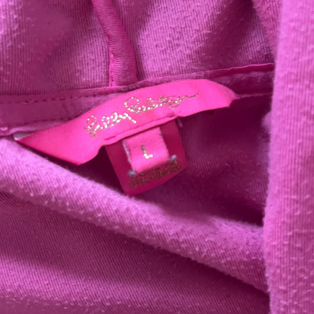 Lilly Pulitzer Plumeria Pink Larina Velour Zip-Up Hoodie & pants set! Pristine - Picture 6 of 6